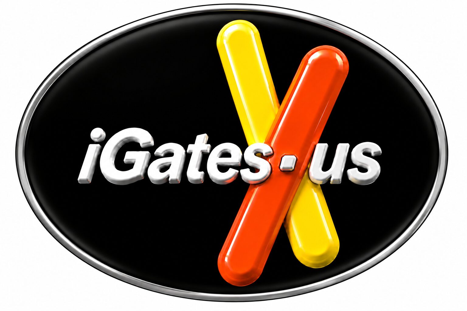 iGates-us logo with crossed yellow and orange bars